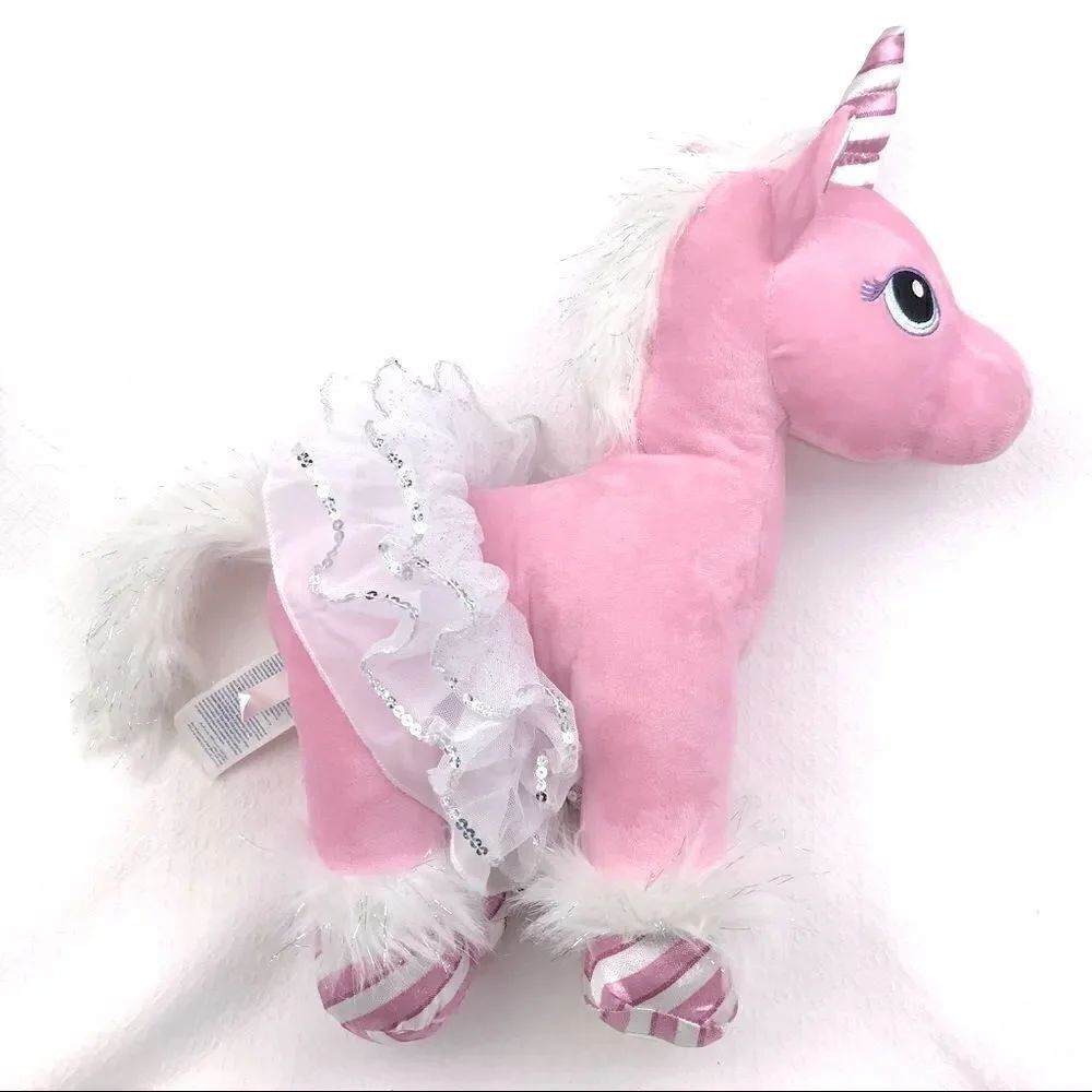 Build-A-Bear Pink “ Employee Swirl” Candy Stripe Unicorn with Ballet TuTu